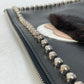 FENDI Clutch bag Leather, Fur black studded pouch Karl Lagerfeld Carlito