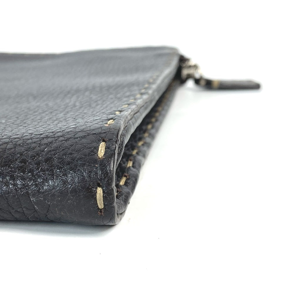 FENDI Clutch bag leather Dark brown bag pouch Celeria mens Used Authentic