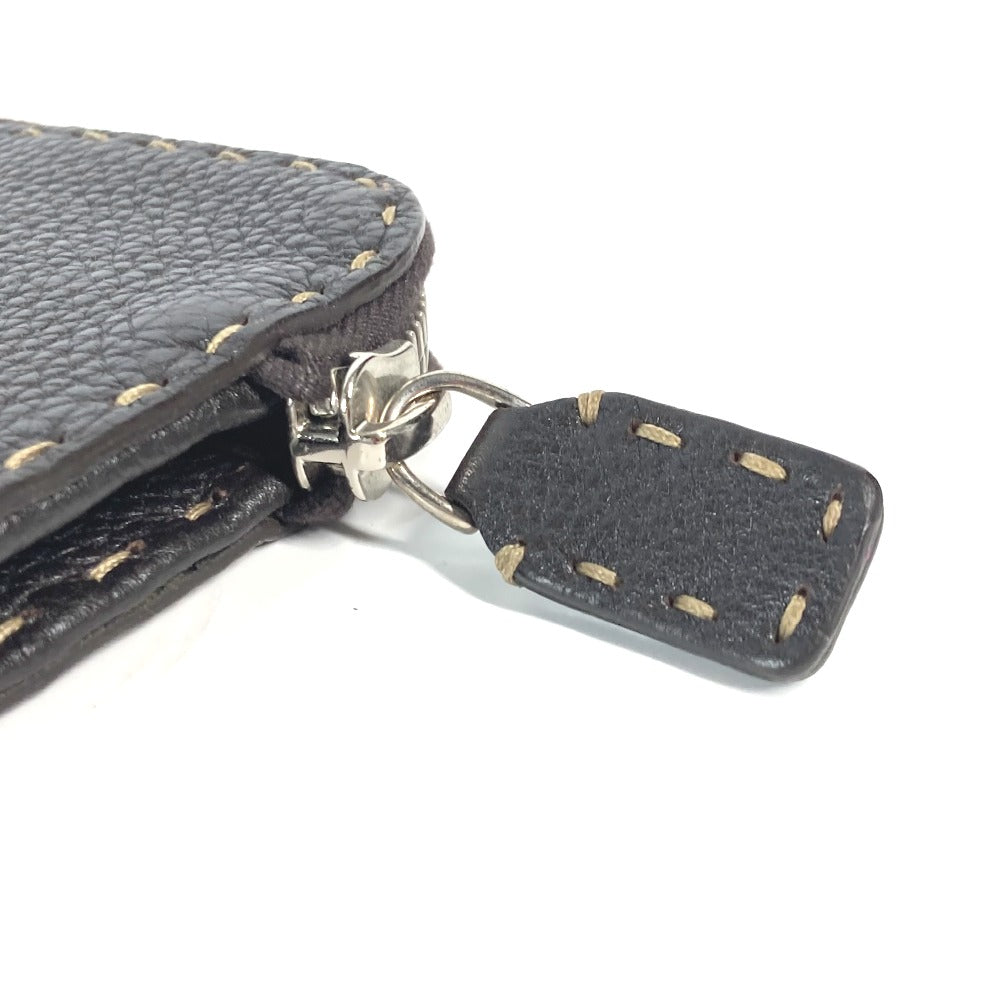 FENDI Clutch bag leather Dark brown bag pouch Celeria mens Used Authentic