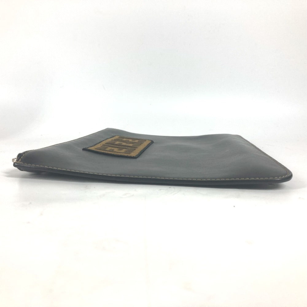 FENDI Clutch bag 7N0078 leather black Pouch Zucca logo mens Used Authentic