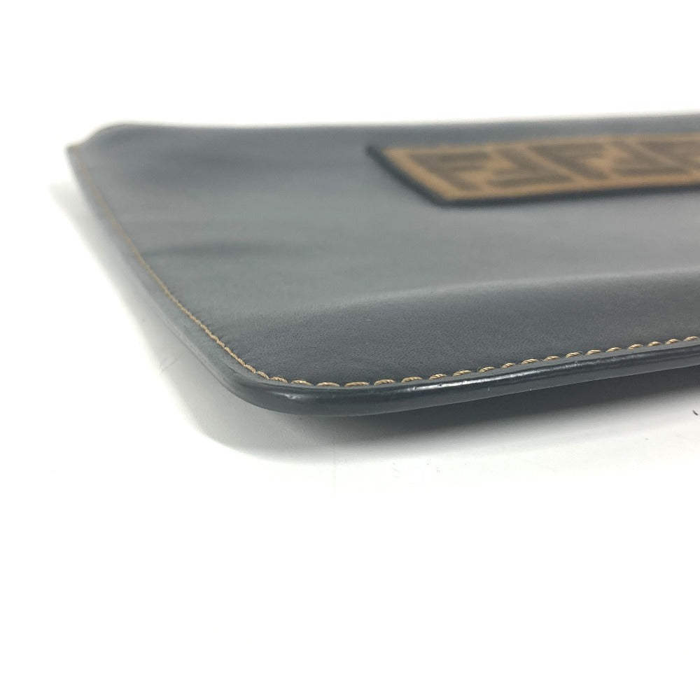 FENDI Clutch bag 7N0078 leather black Pouch Zucca logo mens Used Authentic
