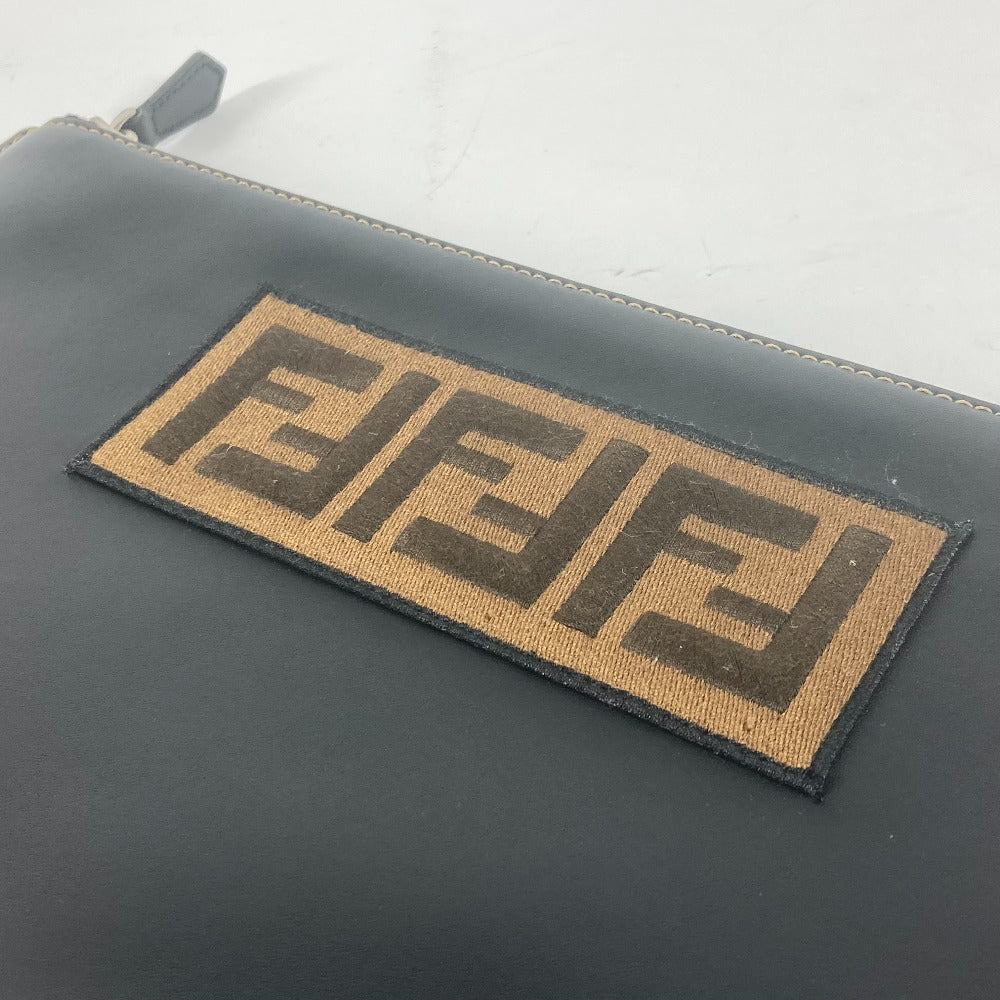FENDI Clutch bag 7N0078 leather black Pouch Zucca logo mens Used Authentic