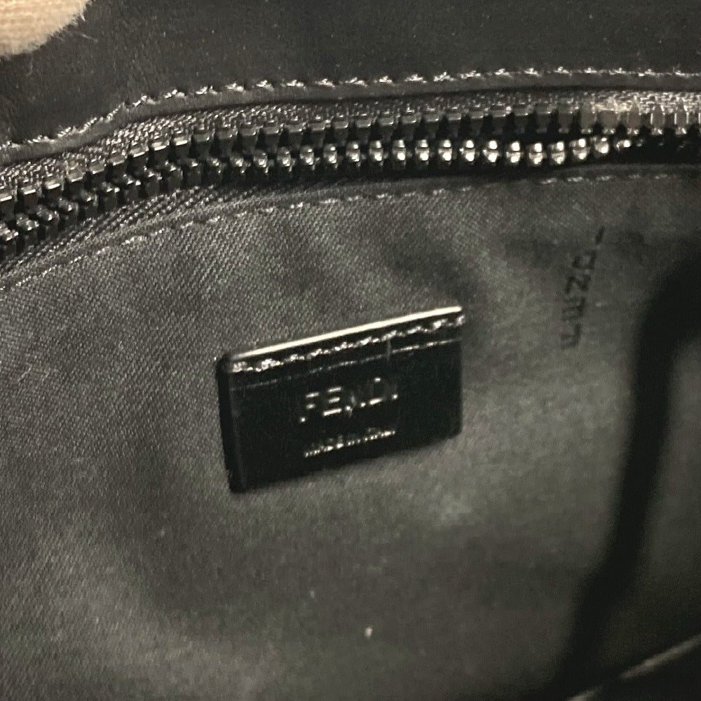 FENDI Clutch bag 7VA350 leather black Zucca logo