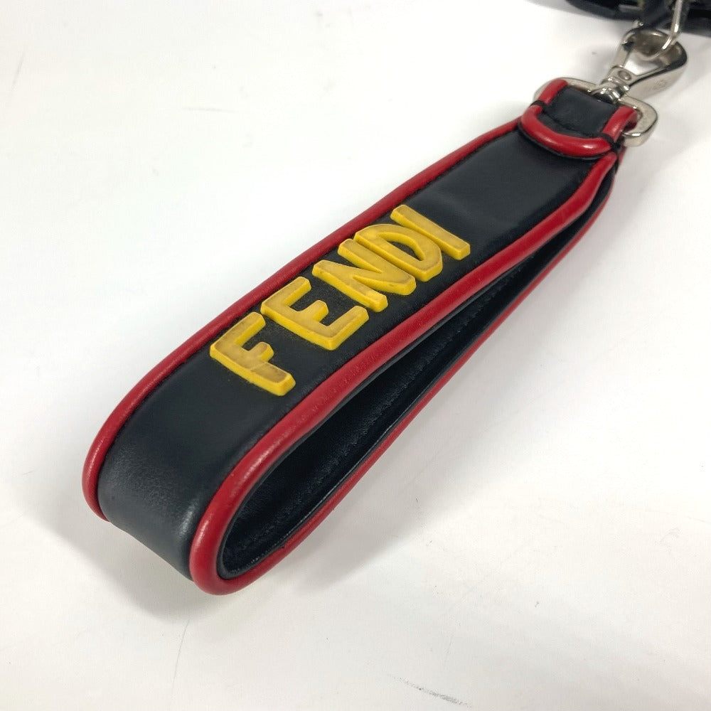 FENDI Clutch bag leather black logo LOVE unisex(Unisex) Used Authentic