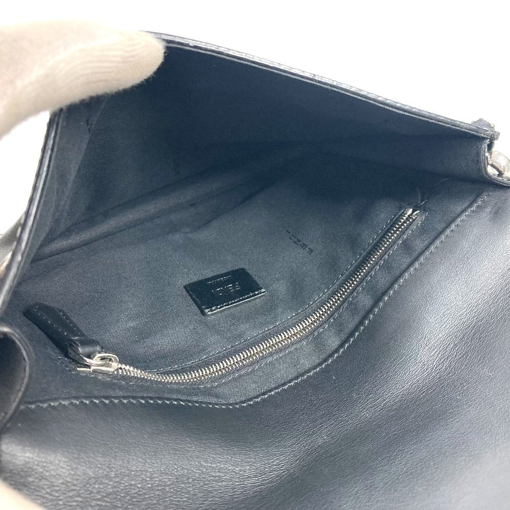 FENDI Clutch bag leather black logo LOVE unisex(Unisex) Used Authentic