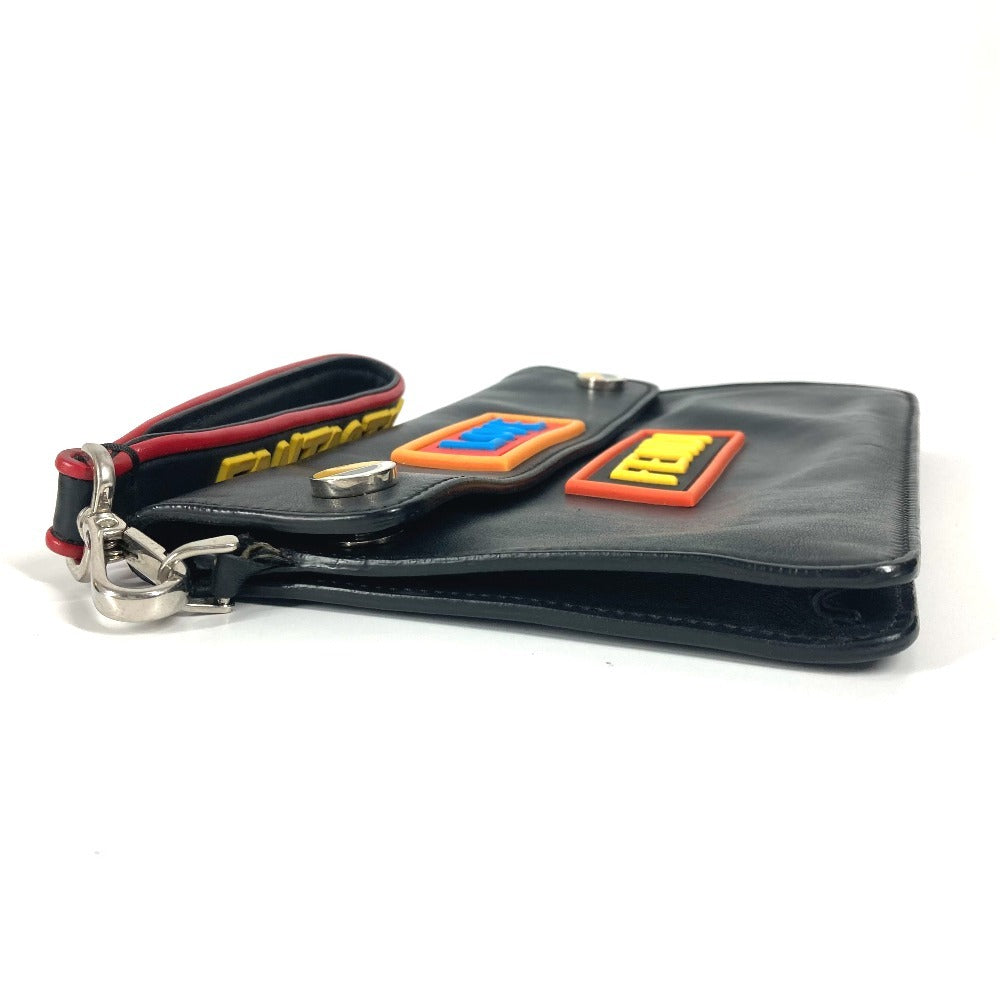 FENDI Clutch bag leather black logo LOVE unisex(Unisex) Used Authentic