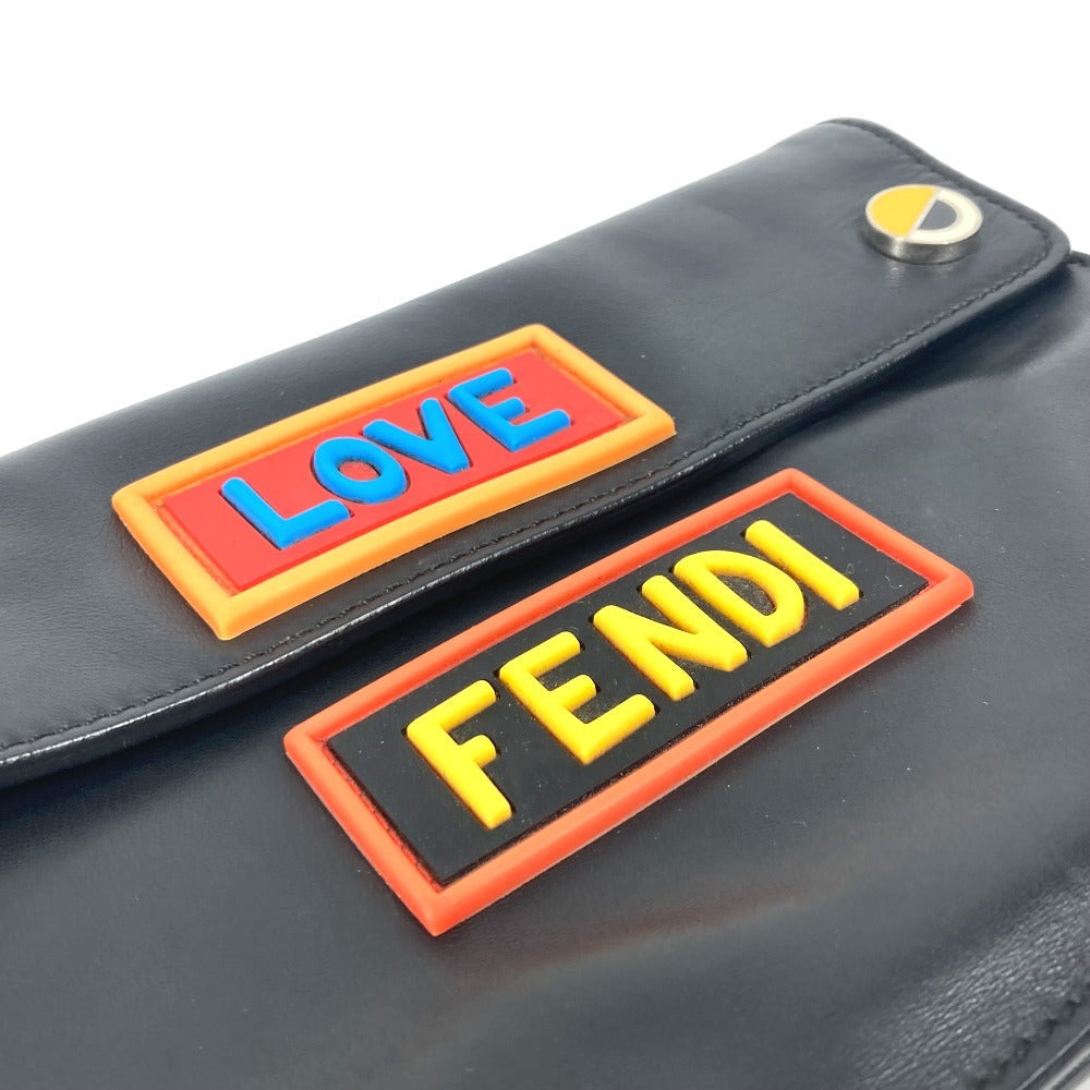 FENDI Clutch bag leather black logo LOVE unisex(Unisex) Used Authentic