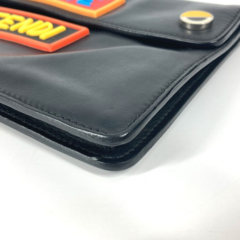 FENDI Clutch bag leather black logo LOVE unisex(Unisex) Used Authentic