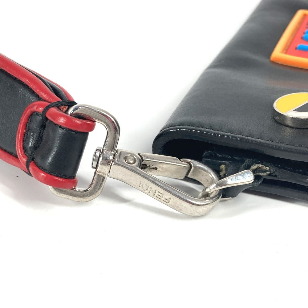 FENDI Clutch bag leather black logo LOVE unisex(Unisex) Used Authentic
