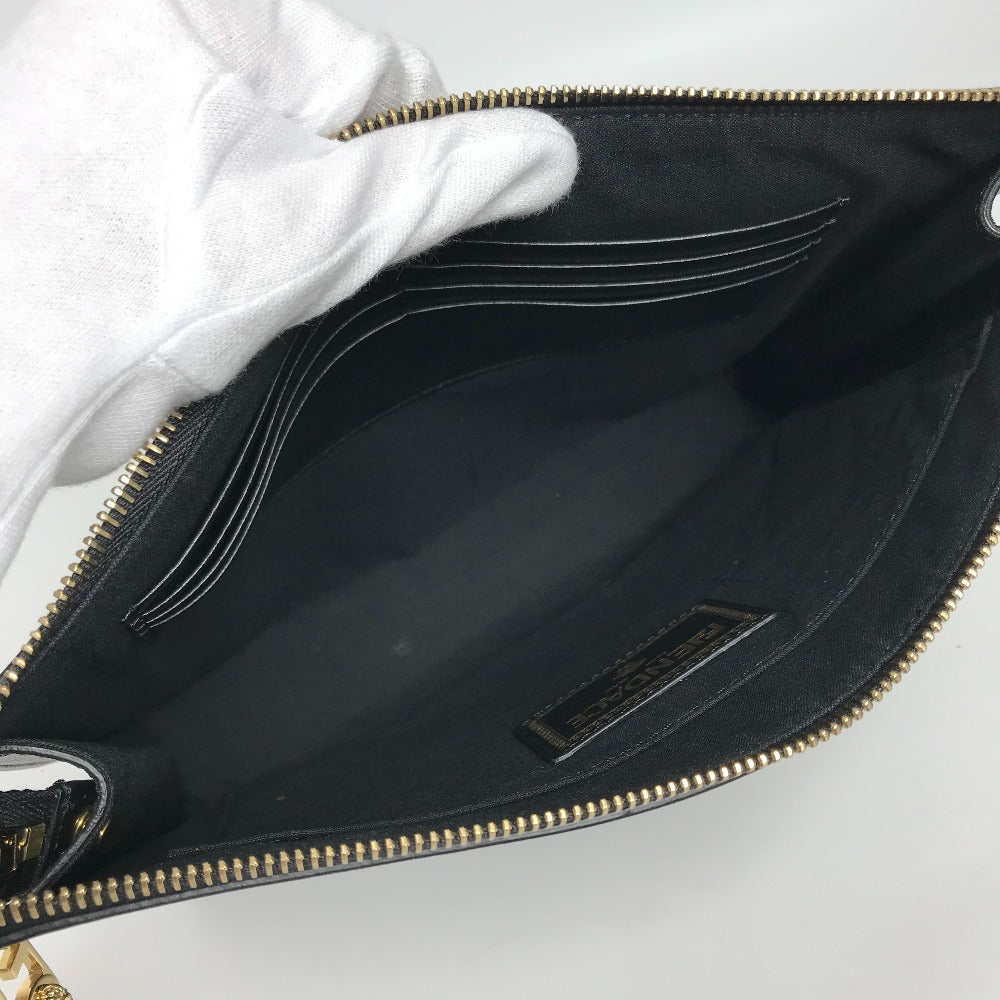 FENDI Clutch bag leather black Versace VERSACE collaboration FENDACE logo FENDACE Women(Unisex) Used Authentic