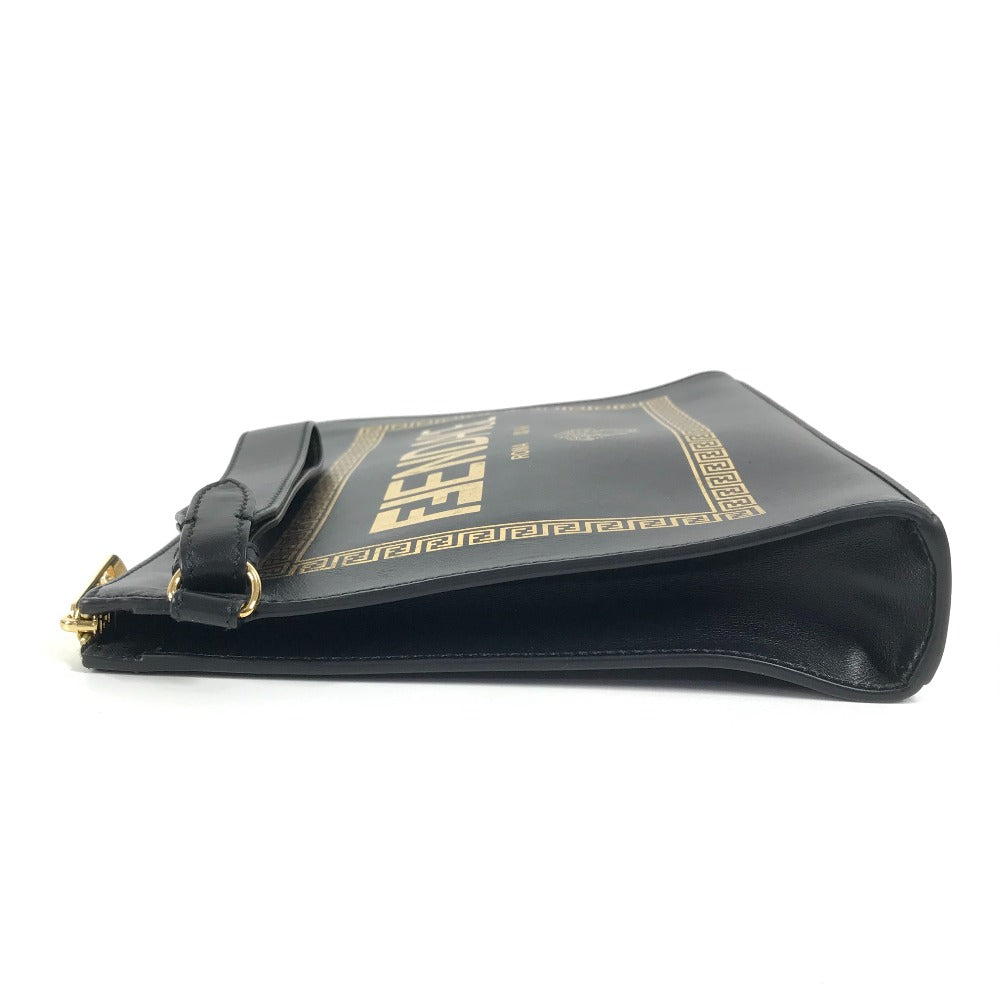 FENDI Clutch bag leather black Versace VERSACE collaboration FENDACE logo FENDACE Women(Unisex) Used Authentic