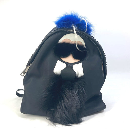 FENDI Backpack 7VZ016 Nylon black backpack bag Karl Lagerfeld Women Used Authentic