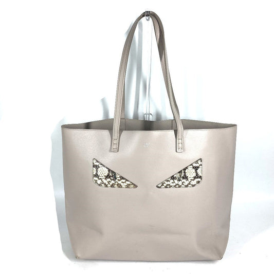 FENDI Tote Bag leather Greige type monster unisex(Unisex) Used Authentic