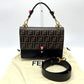 FENDI Handbag 8BT283 leather Brown x black FF Zucca Canai Women Used Authentic