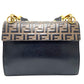 FENDI Handbag 8BT283 leather Brown x black FF Zucca Canai Women Used Authentic