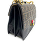 FENDI Handbag 8BT283 leather Brown x black FF Zucca Canai Women Used Authentic
