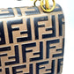 FENDI Handbag 8BT283 leather Brown x black FF Zucca Canai Women Used Authentic