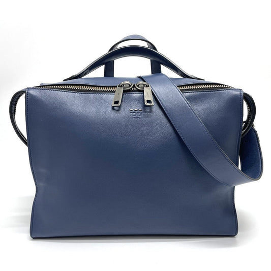FENDI Business bag 7VA400 leather Navy 2 type handle Briefcase mens Used Authentic