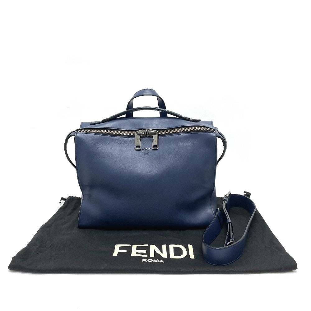 FENDI Business bag 7VA400 leather Navy 2 type handle Briefcase mens Used Authentic