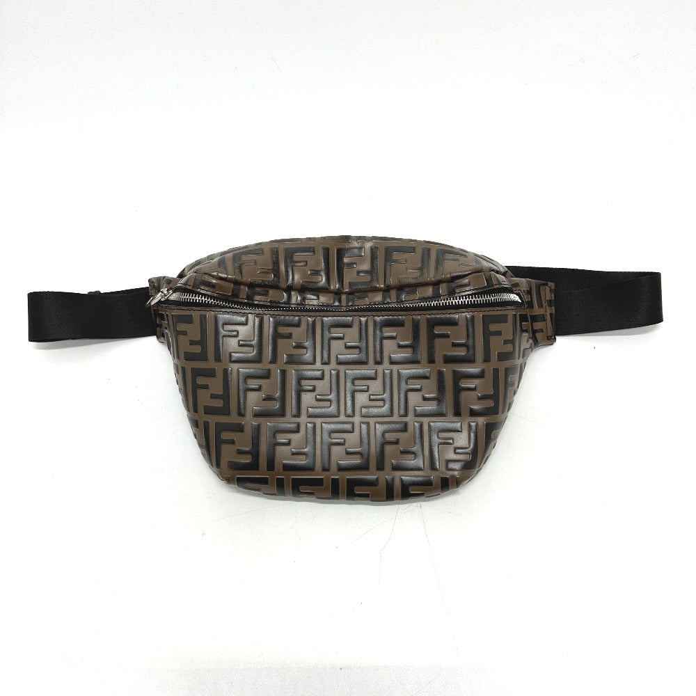 FENDI Sling bag 7VA434 leather Brown Bag Cross Sling Bag Shoulder Bag Zucca mens Used Authentic