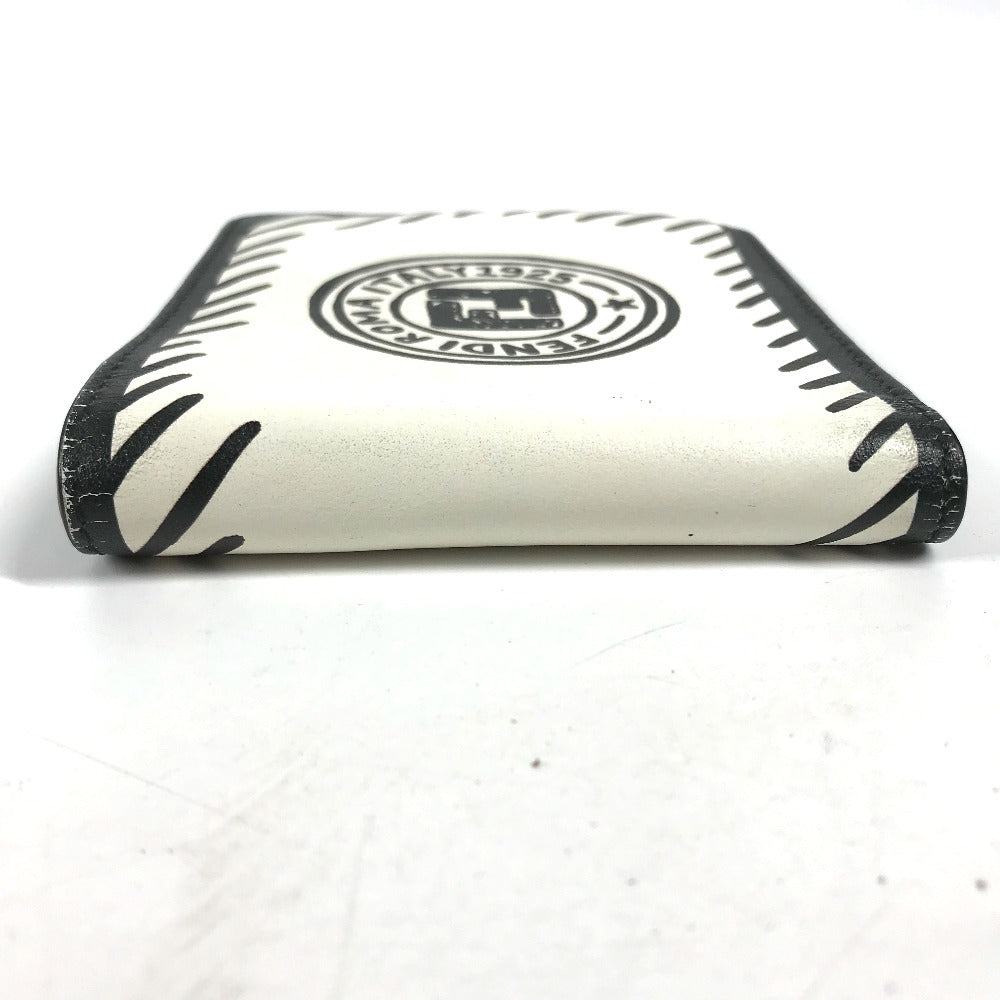 FENDI Folded wallet 7M0169 leather white Compact wallet Joshua Vides Collaboration mens Used Authentic