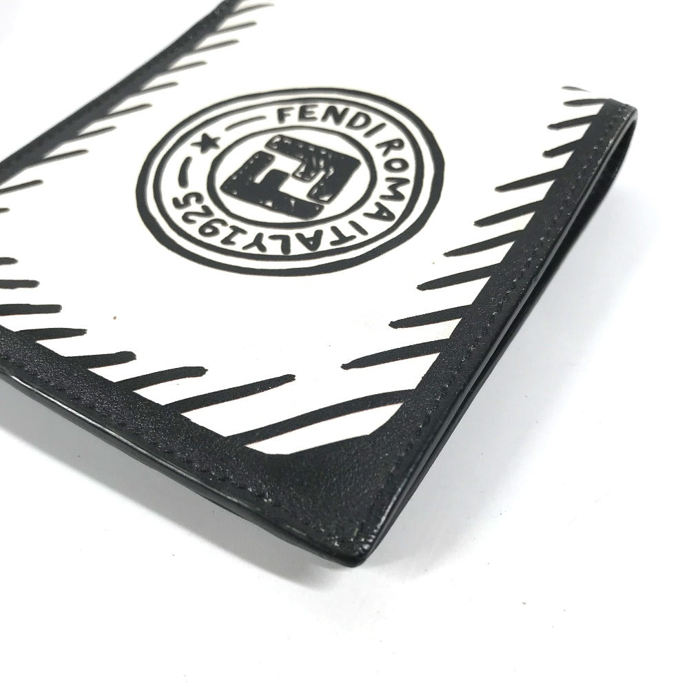 FENDI Folded wallet 7M0169 leather white Compact wallet Joshua Vides Collaboration mens Used Authentic