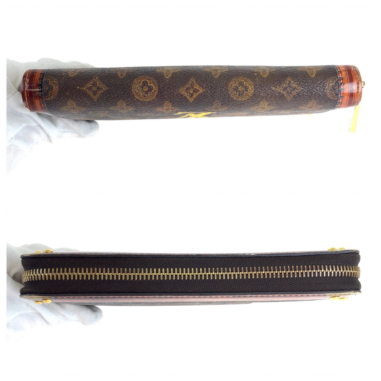 LOUIS VUITTON Long Wallet Purse M52746 Monogram canvas Brown Gold Metal Long Wallet Purse Zip Around monogram trunk time Zippy wallet Women Used Authentic