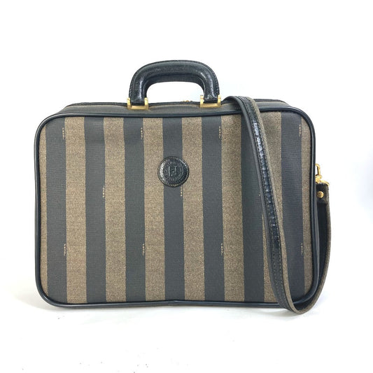 FENDI Business bag PVC / Leather Brown Pecan Handbag Shoulder Bag mens Used Authentic