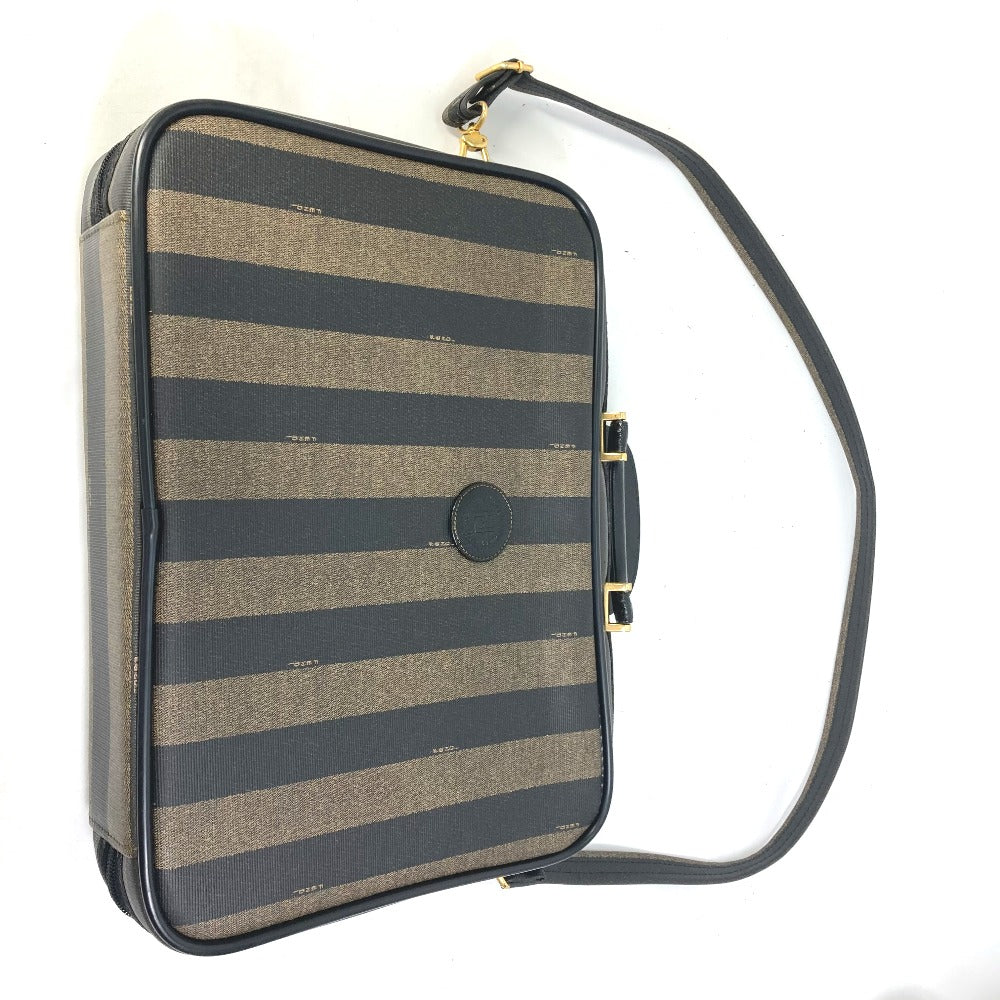 FENDI Business bag PVC / Leather Brown Pecan Handbag Shoulder Bag mens Used Authentic