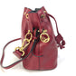 FENDI Shoulder Bag 8BS010 leather Red FFMetal Drawstring Bucket Mini Montresor Women Used Authentic