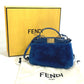 FENDI Handbag Fake fur / leather blue Crossbody Micro peek-a-boo