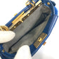 FENDI Handbag Fake fur / leather blue Crossbody Micro peek-a-boo