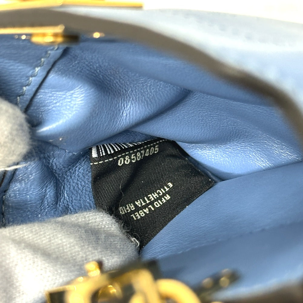 FENDI Shoulder Bag 7AS294 leather blue nano peekaboo