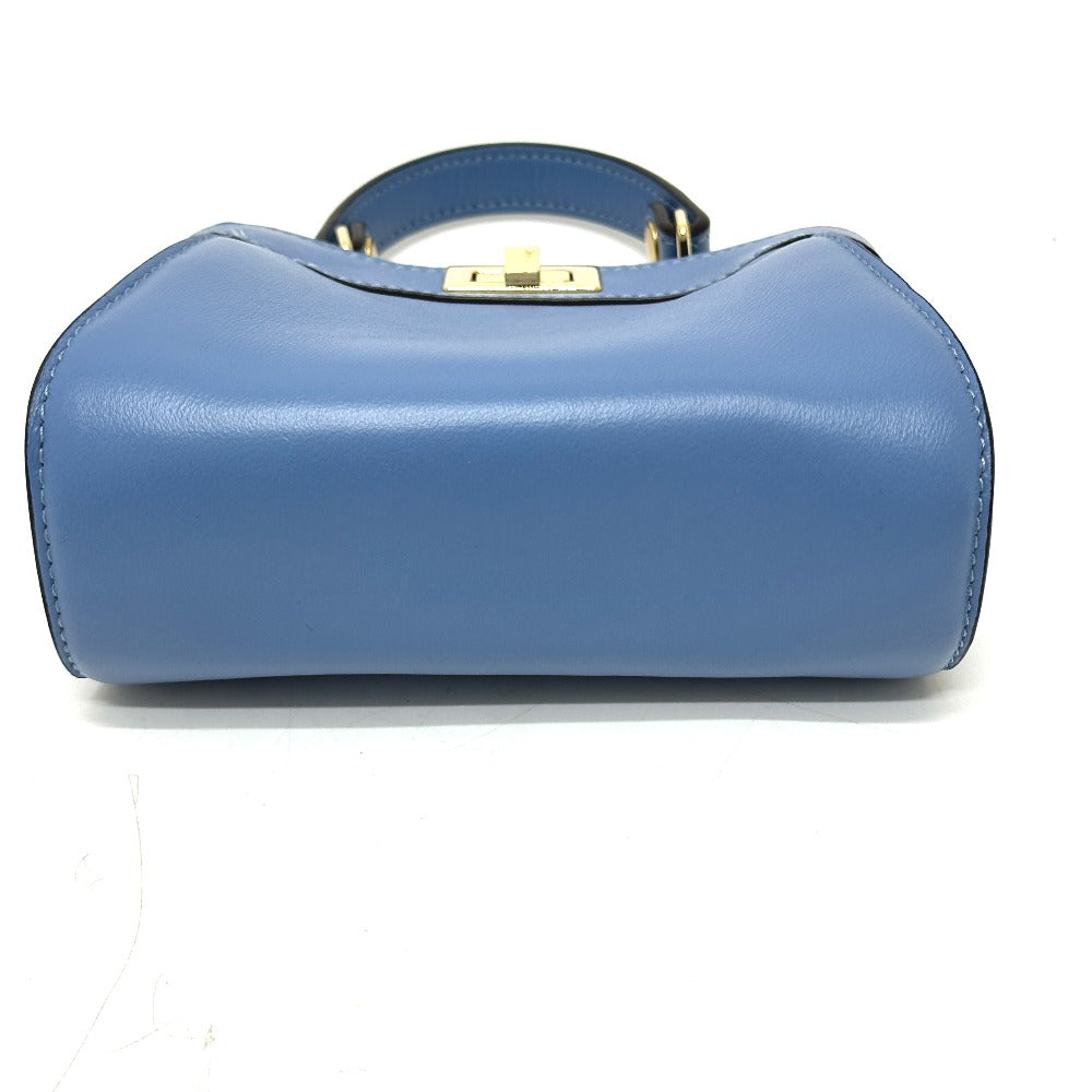 FENDI Shoulder Bag 7AS294 leather blue nano peekaboo