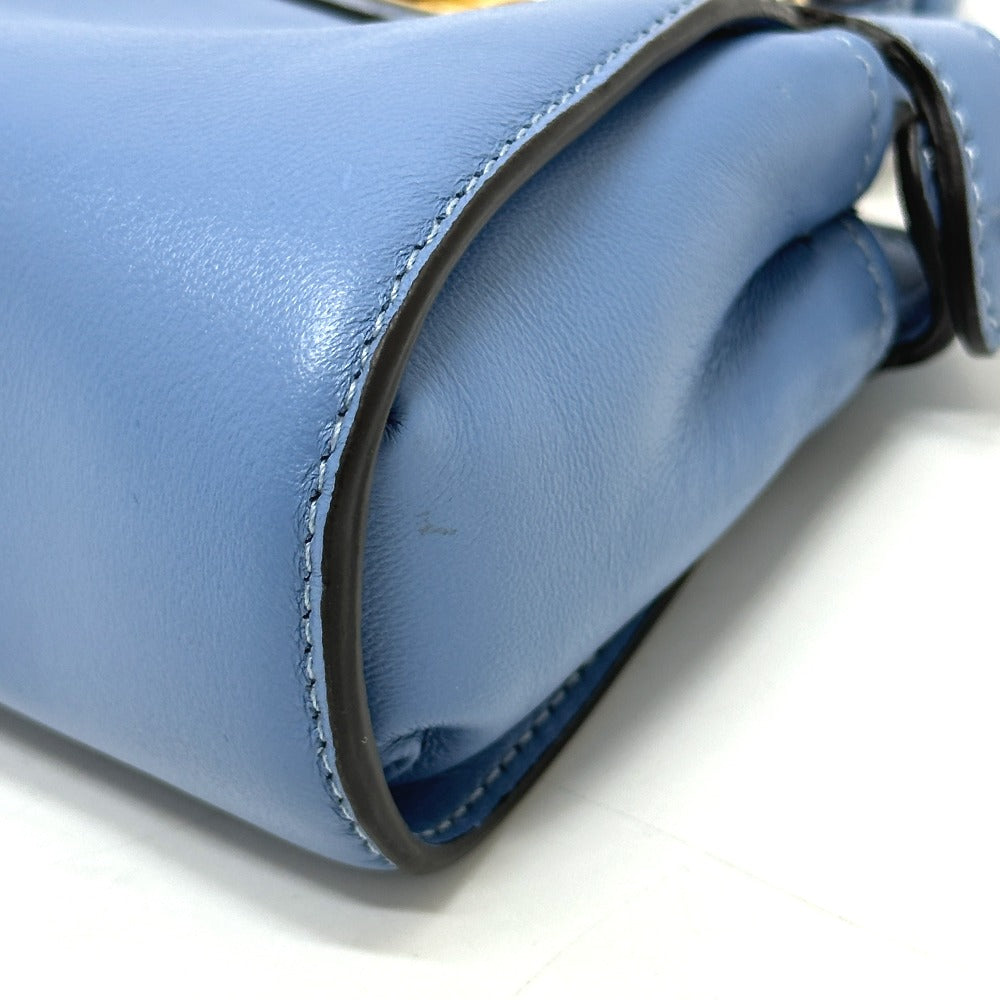 FENDI Shoulder Bag 7AS294 leather blue nano peekaboo