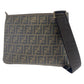 FENDI Shoulder Bag PVC Brown Gold Metal Crossbody Shoulder Bag Messenger Bag Zucca Pattern Women Used Authentic