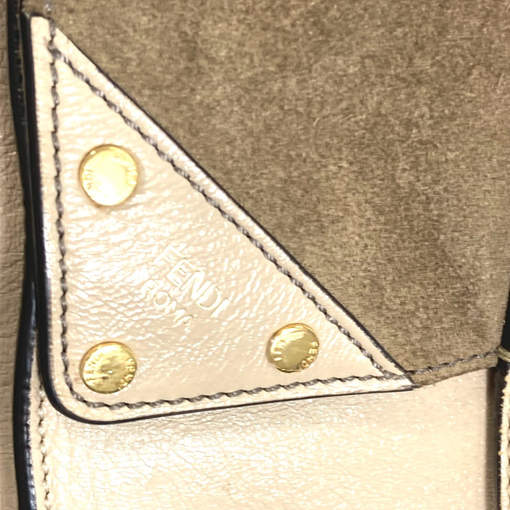 FENDI Shoulder Bag 8BT303 Leather / suede beige Zucca handbag FLIP flip large FF logo strap Women Used Authentic