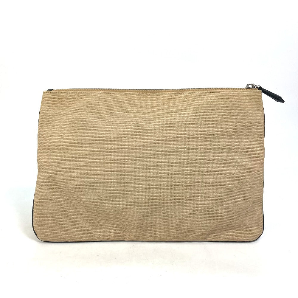FENDI Clutch bag canvas beige Pouch logo Women Used Authentic