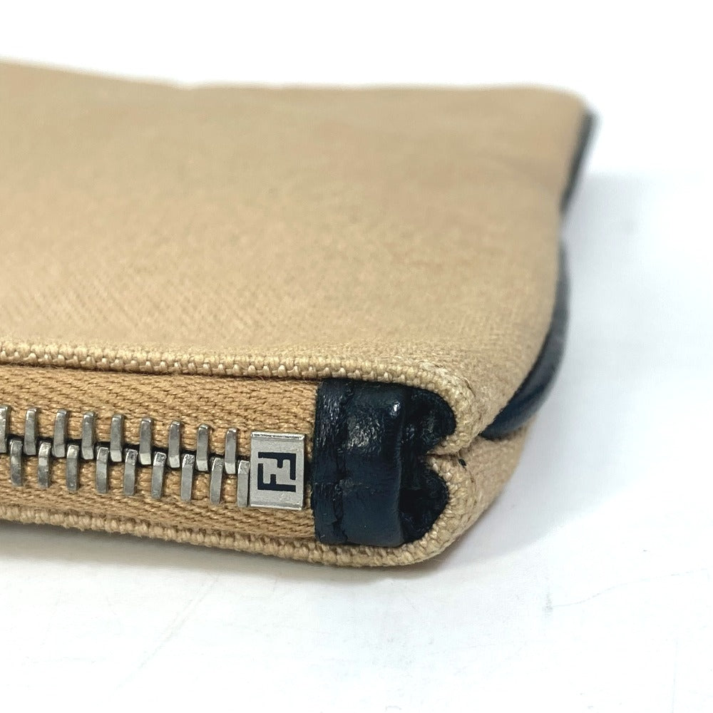 FENDI Clutch bag canvas beige Pouch logo Women Used Authentic