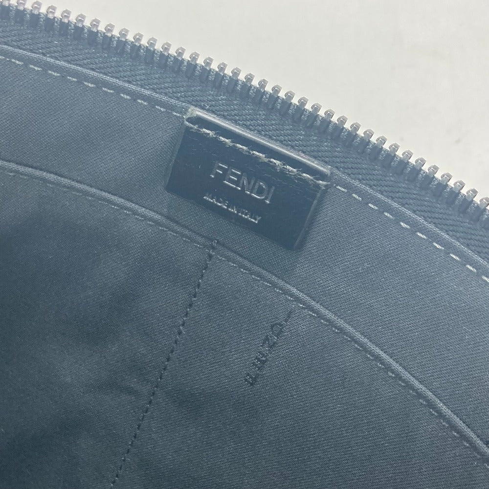 FENDI Clutch bag 7M0237 leather gray Zip mens Used Authentic