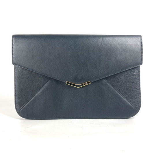 FENDI Clutch bag 8M0312 leather black flap To joule mens Used Authentic
