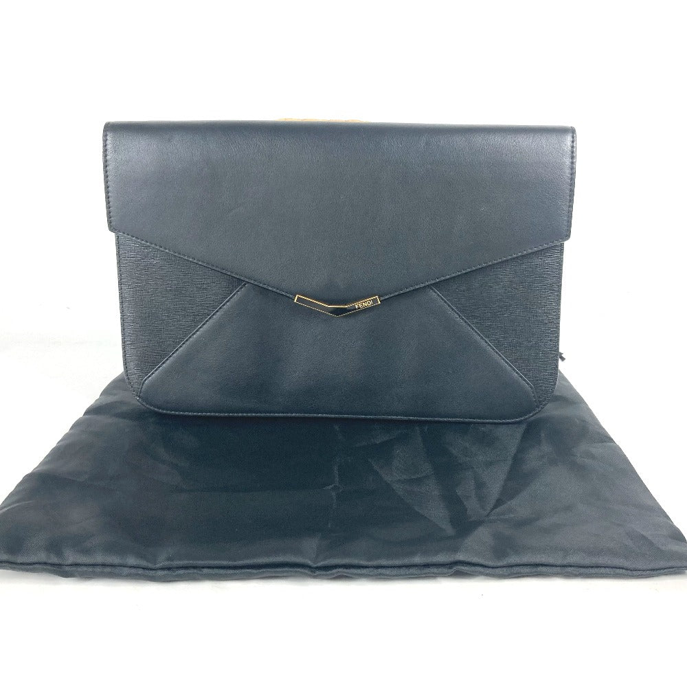 FENDI Clutch bag 8M0312 leather black flap To joule mens Used Authentic