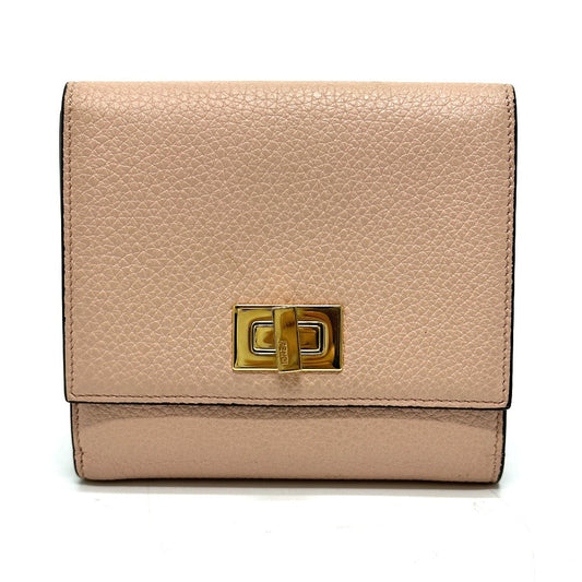 FENDI Folded wallet 8M0438 leather pink Peekaboo Women Used Authentic