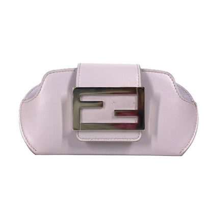 FENDI Pouch 7AS069 leather Light purple Eyewear Glasses Sunglasses Case FF logo glasses case Women Used Authentic