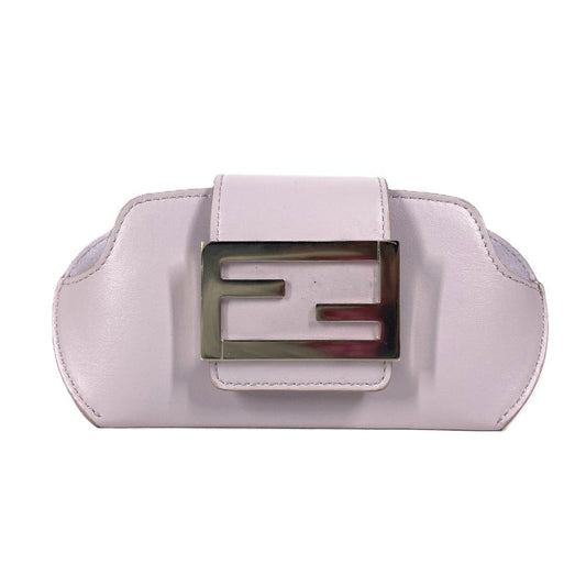 FENDI Pouch 7AS069 leather Light purple Eyewear Glasses Sunglasses Case FF logo glasses case Women Used Authentic