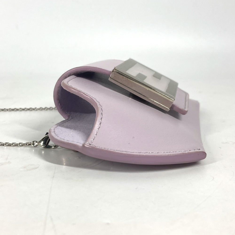 FENDI Pouch 7AS069 leather Light purple Eyewear Glasses Sunglasses Case FF logo glasses case Women Used Authentic