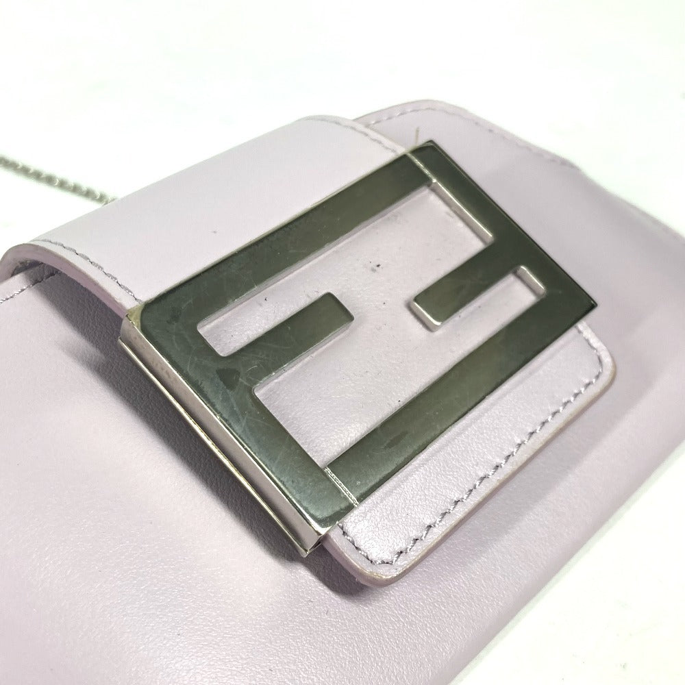 FENDI Pouch 7AS069 leather Light purple Eyewear Glasses Sunglasses Case FF logo glasses case Women Used Authentic