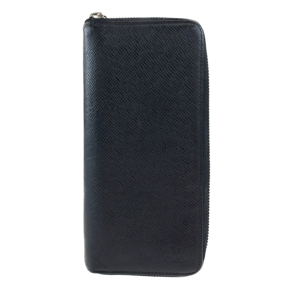 LOUIS VUITTON Long Wallet Purse M30503 leather Ardoise Black SilverMetal Long Wallet Purse Zip Around Round Zip Taiga Zippy Wallet Vertical mens Used Authentic