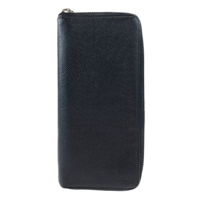 LOUIS VUITTON Long Wallet Purse M30503 leather Ardoise Black SilverMetal Long Wallet Purse Zip Around Round Zip Taiga Zippy Wallet Vertical mens Used Authentic