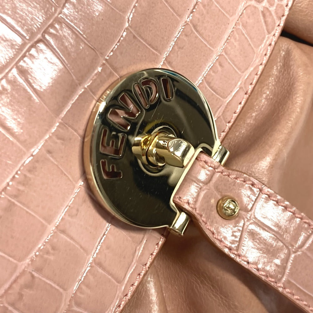 FENDI Tote Bag leather pink Turn lock Women Used Authentic